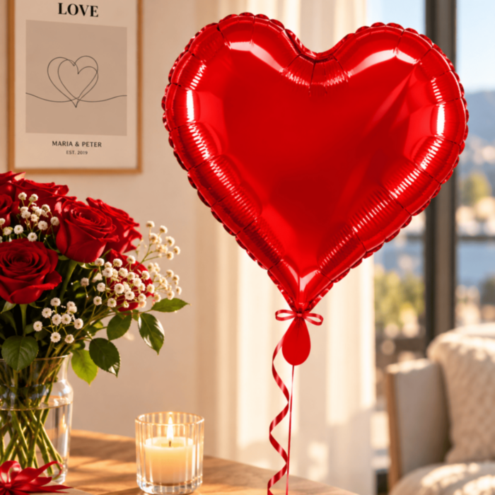 Red Heart Foil Balloon