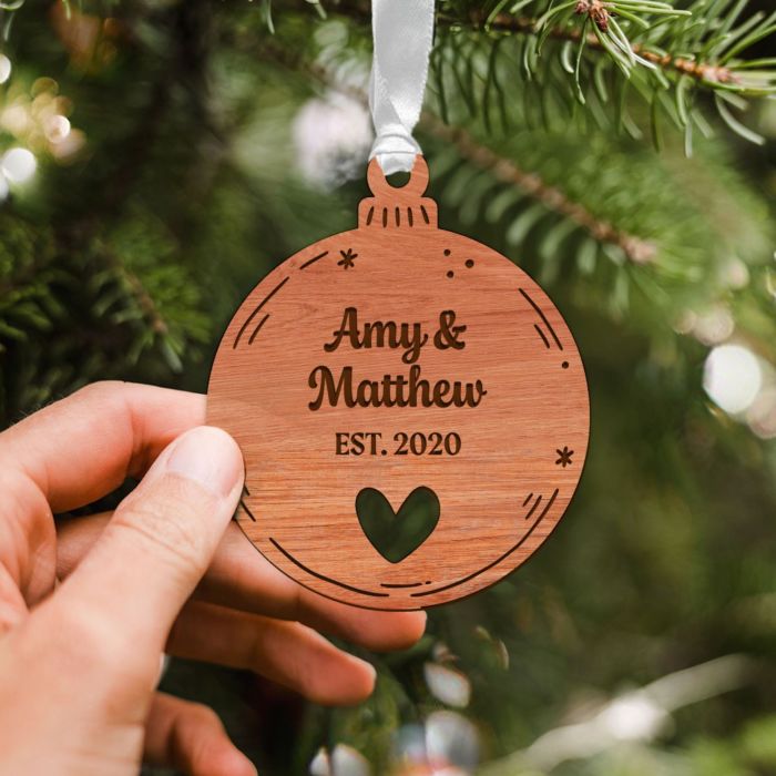 Personalised Wooden Tree Decorations with Symbol and Text
