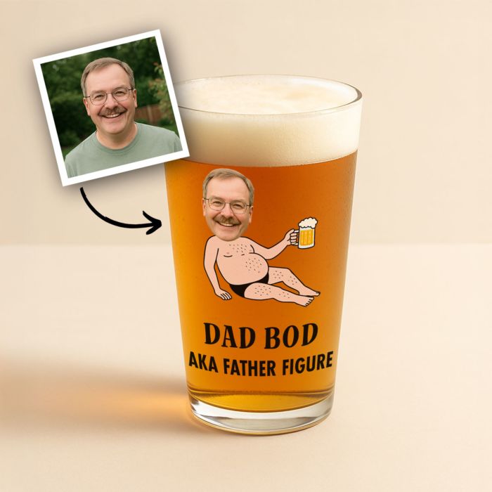 Personalised Pint Glass – Dad Bod Edition