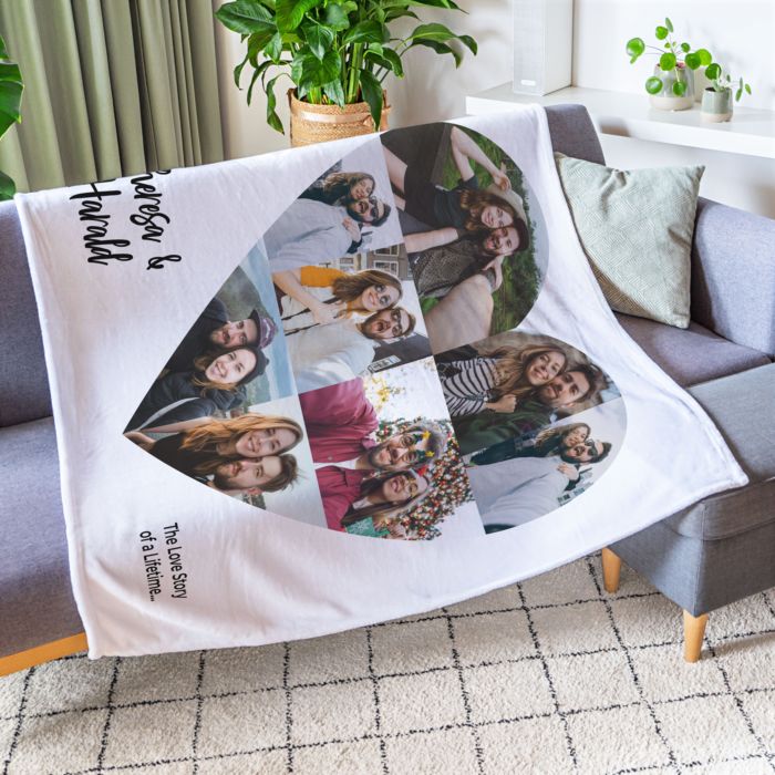 Heart Photo Blanket With Custom Text 