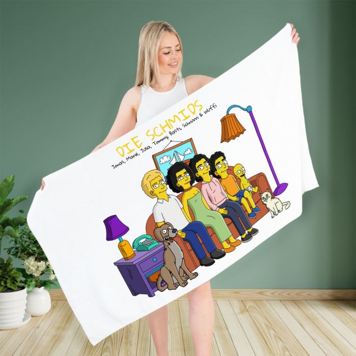 Personalised Cartoon Family Towel