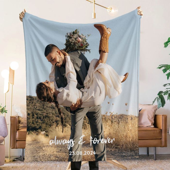 Photo Blanket With Custom Text