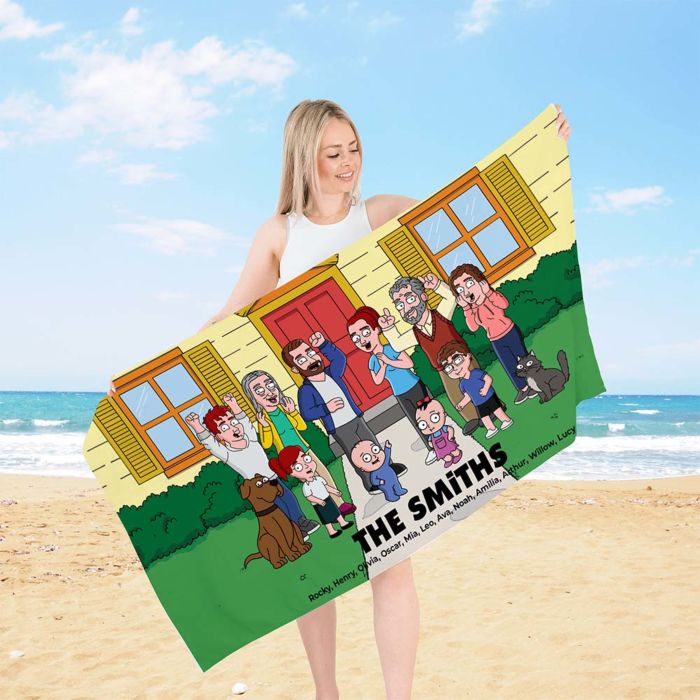 Personalised Family Cartoon Towel