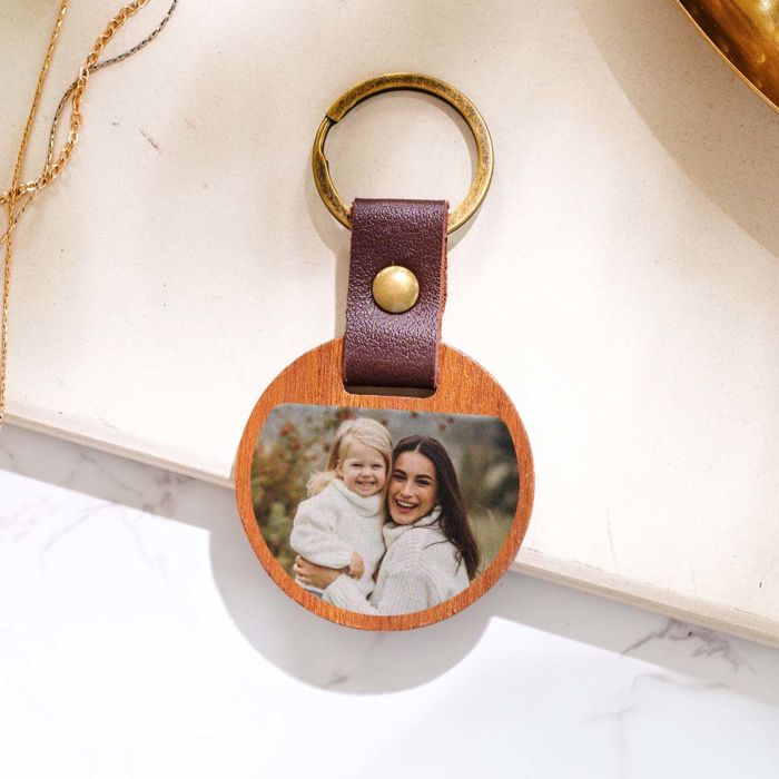 Personalised Wooden Key Ring with Photo