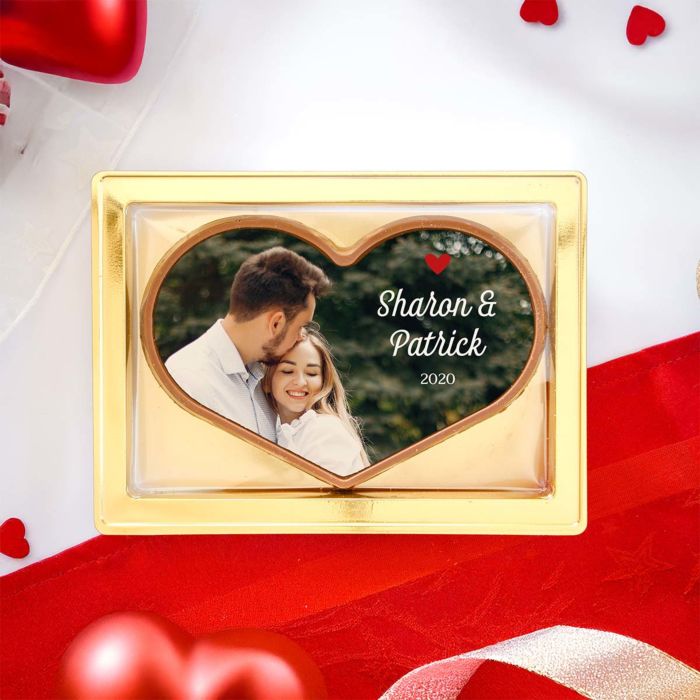 Personalised Chocolate Heart with Photo and Text