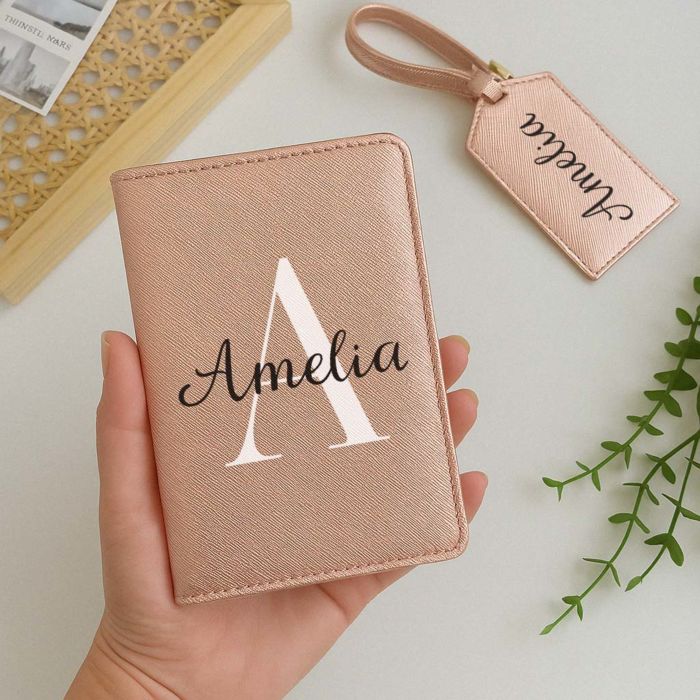 Personalised Passport Cover & Luggage Tag Set – Monogram Edition