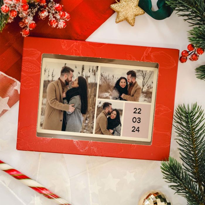 Personalisierte Schokolade als Karte mit 3 Fotos und Text