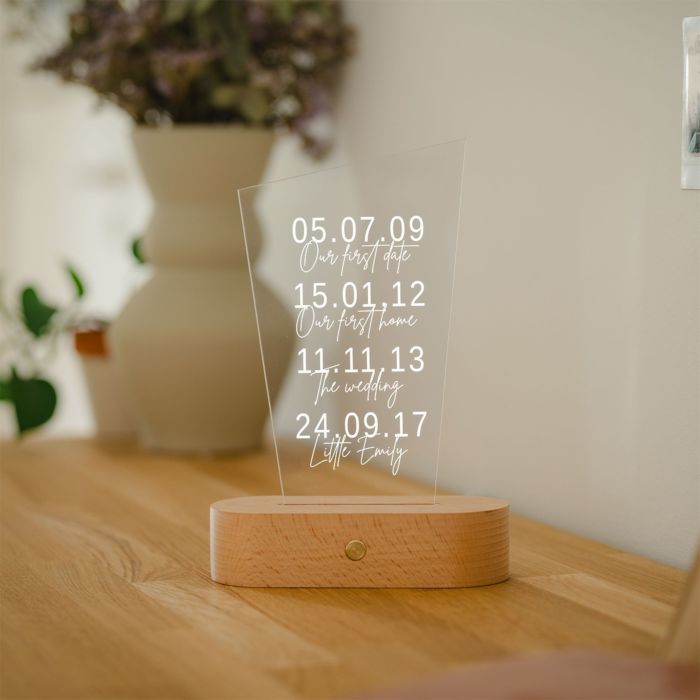 Personalised Important Dates LED Lamp