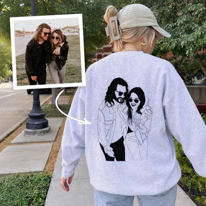 Personalised Sweatshirt with 2 Person Line Illustration