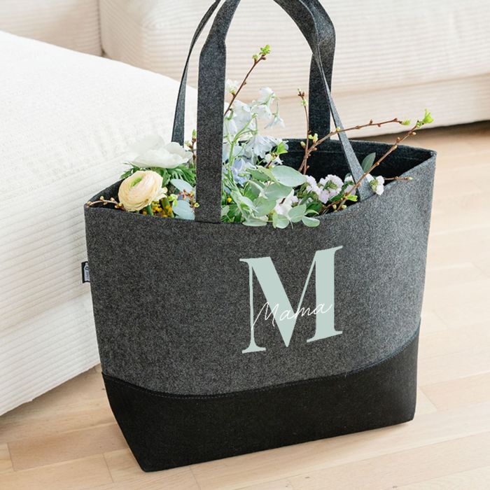 Personalised Felt Tote With Monogram