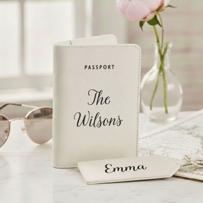 Personalised Passport Cover & Luggage Tag Set – Text Edition