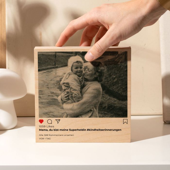 Personalised Instagram Wooden Photo Block 