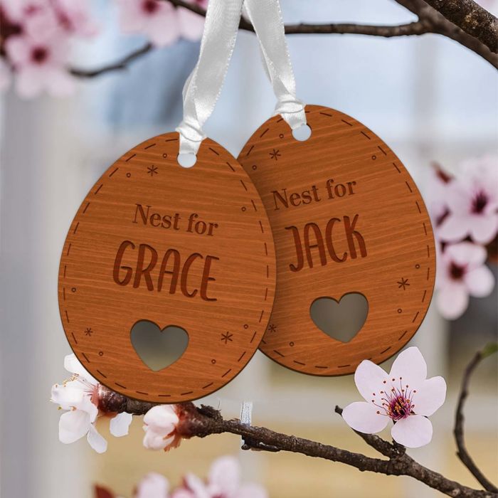 Personalised Easter Egg Hanging Decorations with Text - Set of 2