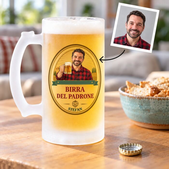 Personalised Beer Stein with Face and Logo