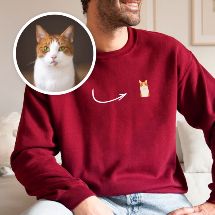 Personalised Pet Photo Sweatshirt with Custom Illustration