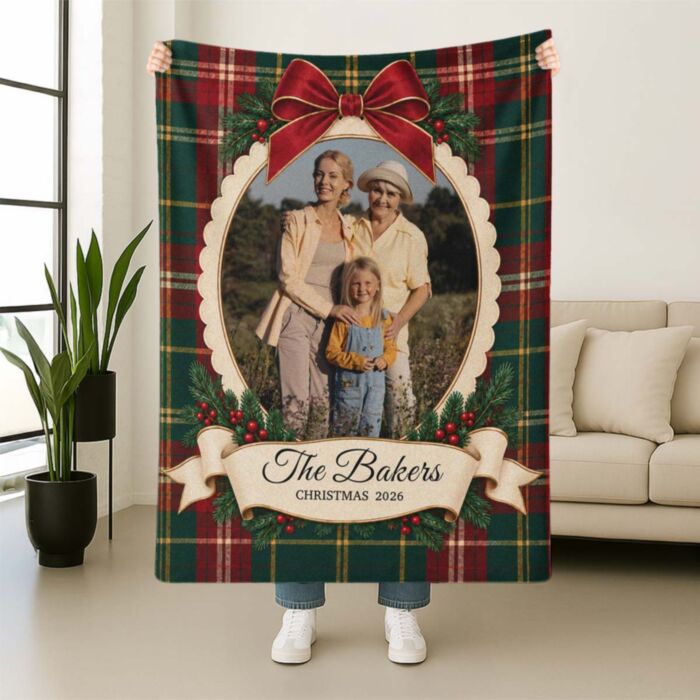 Personalised Christmas Blanket with Photo and Text