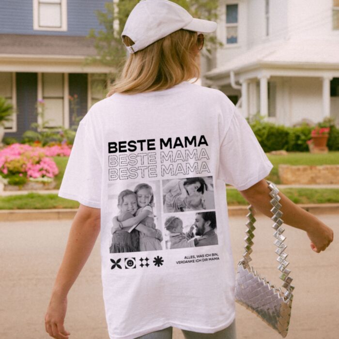 Personalised Mum Tee with Monochrome Photos and Text