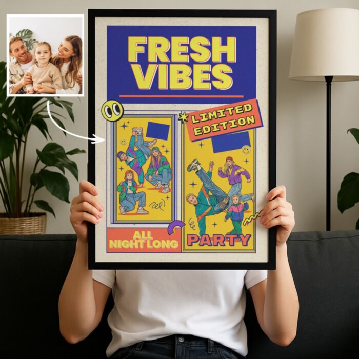 Personalised 90s Party Poster with Photos and Text