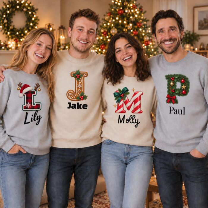 Personalised Christmas Jumper with Initial and Name