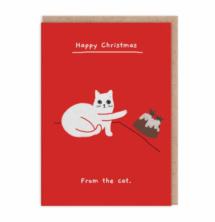 Cat Pudding Christmas Card