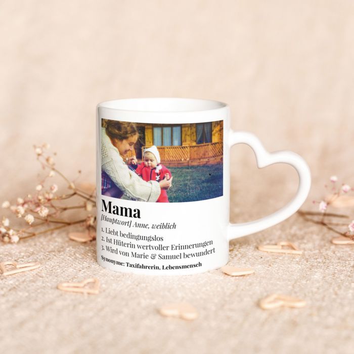 Photo Upload Heart-Handle Mug With Definition 