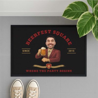 Personalised Face Doormat with Beer Logo
