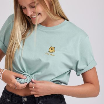 Embroidered T-Shirt with Text and Symbol