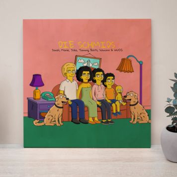 Personalised Cartoon Family Wood Print