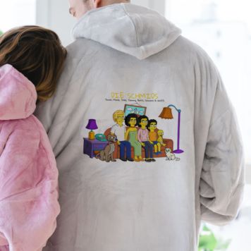 Personalised Cartoon Family Hoodie Blanket
