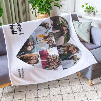 Heart Photo Blanket With Custom Text 