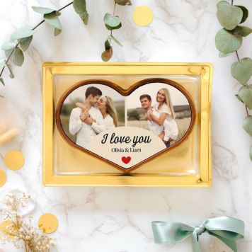 Personalised Chocolate Heart with 2 Photos and Text