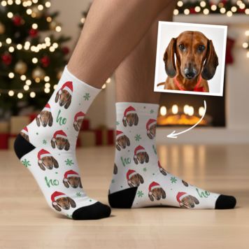 Personalised Socks with Face in Christmas Hat