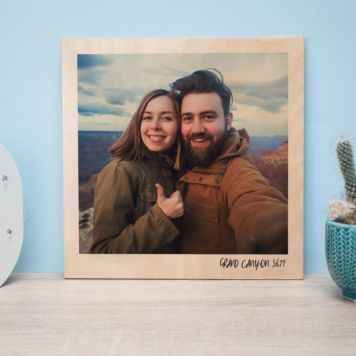 Photo Upload Polaroid-Style Wood Print - Design