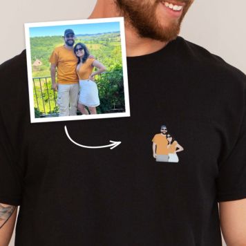 Personalised T-Shirt with Small Illustration - 4 People - Design