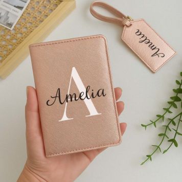 Personalised Passport Cover & Luggage Tag Set – Monogram Edition