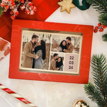 Personalisierte Schokolade als Karte mit 3 Fotos und Text