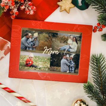 Personalisierte Schokolade als Karte mit 4 Fotos und Text