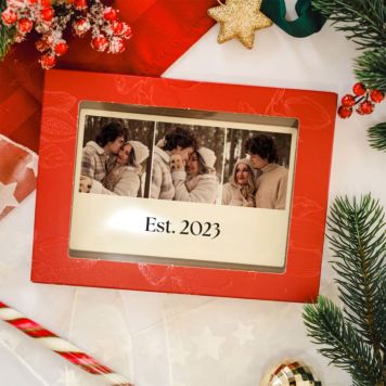 Personalisierte Schokolade als Karte mit Fotocollage und Text