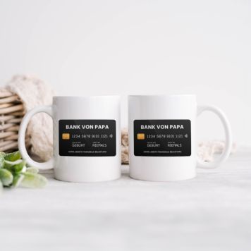 Personalised Mug with Credit Card Design and Text