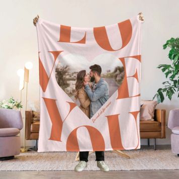 Personalised Heart Photo Blanket with Text - Design