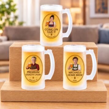Personalised Beer Stein with Face and Logo
