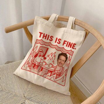Personalised Photo Tote Bag with This Is Fine Meme