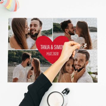 Personalised Puzzle with 4 Photos and Text - Design