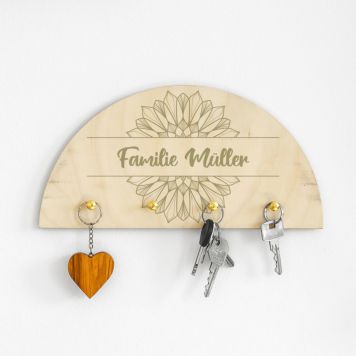 Personalised Mandala Key Hanger With Text - Design