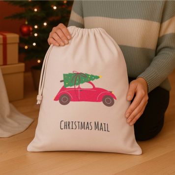 Personalised Christmas Sack with Illustration and Text