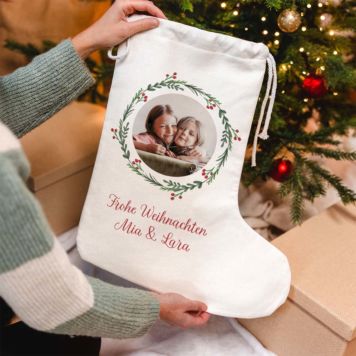 Personalised Christmas Stocking with Photo and Text - Design