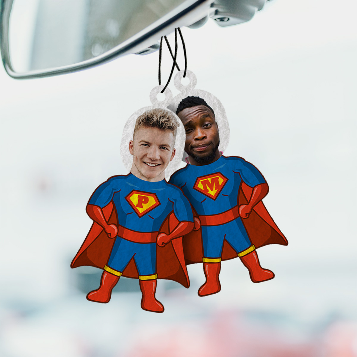 Personalised Superhero Face Air Freshener (Set of 2)
