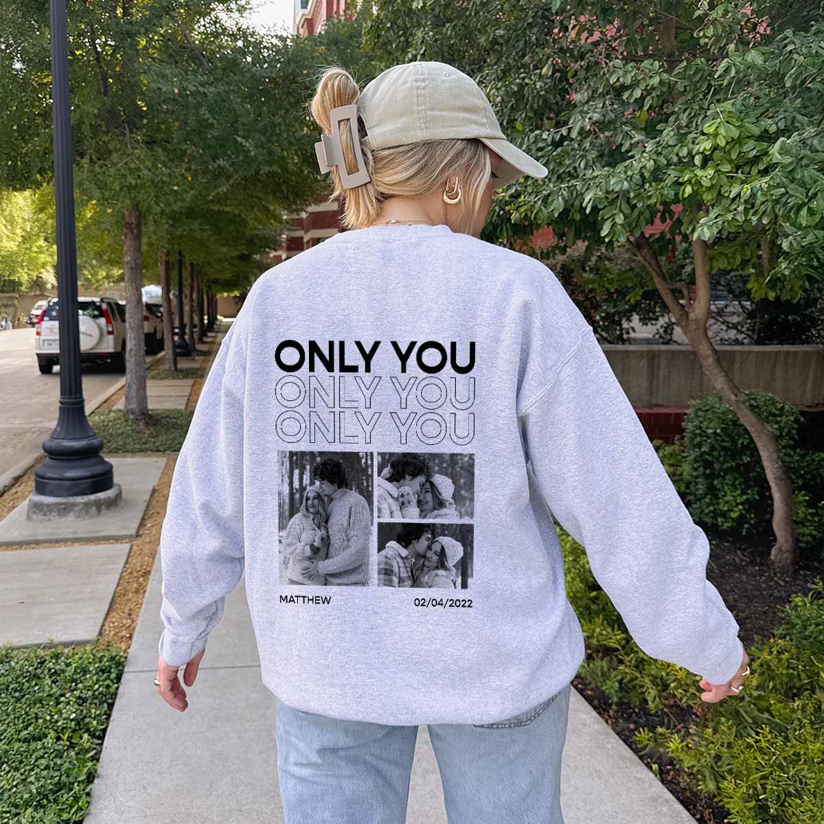 Personalised Sweatshirt with Monochrome Photos and Text
